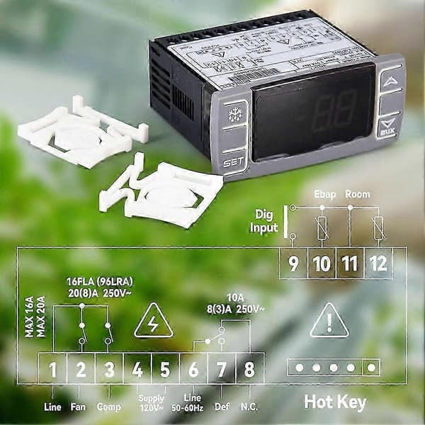 Programmerbar temperaturregulator til 120V 50-60Hz fryser med temperaturfølerfunktion