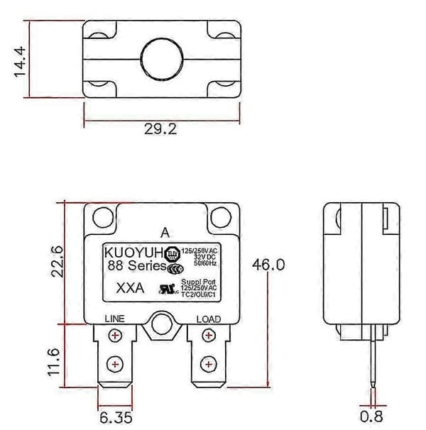 88ar 3A 4A 5A 7A 8A 9A 10A 11A 12A 13A 14A 15A effektbryter kompatibel for Kuoyuh 3A