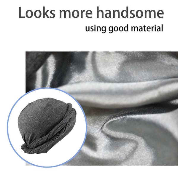 Herreturban, Halo satengfôrede hodeplagg, elastiske Durags med lange vridde stropper, kul lue red 60cm-62cm