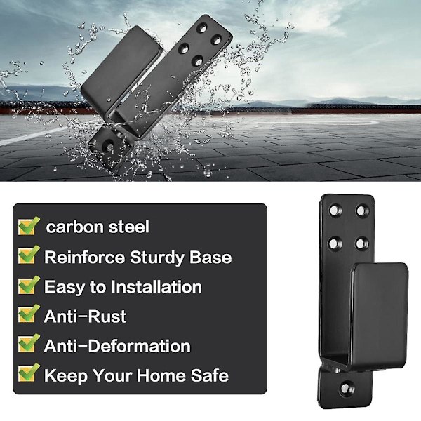 Dörrförstärkningsfästen, 2-pack Drop Open Bar Holder Säkerhet, 2x4 Bar Fästen Förhindra Obehörig