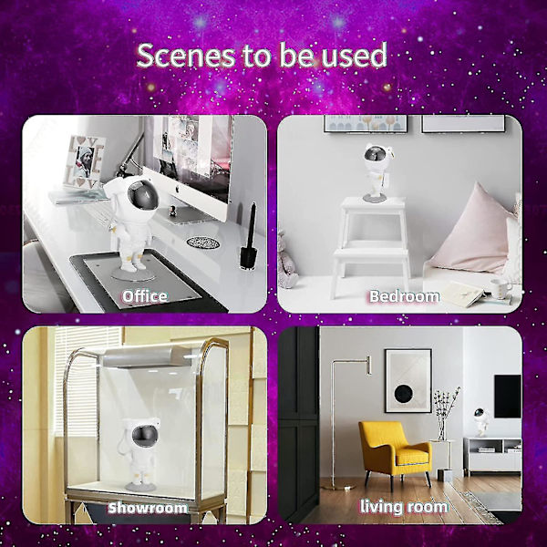 Galaxy Star Astro Alan Light Projector Tiktok Astronaut Nebula Night Lights Taklys Fjernkontroll Timing og 360 rotasjon Magneti