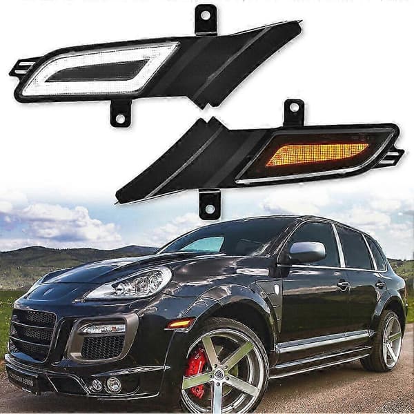 LED Røget LED Sidemarkeringslampe Blinklys til-Porsche Cayenne 957 2007-2010 JH4 Black
