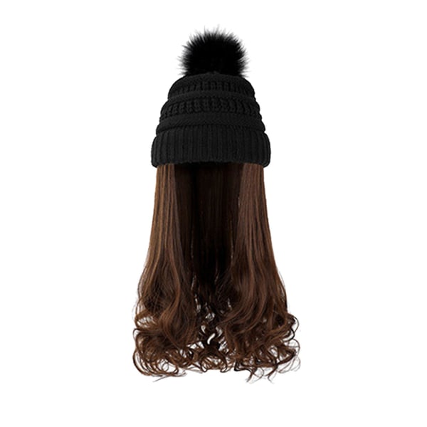 Muoti pitkät kiharat hiukset hattu peruukki Yksi neulottu hattu Villa Curl Corn Perm Curl H