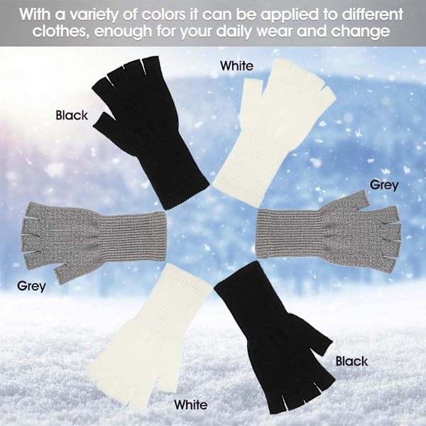 6 par unisex halvfingerhandskar varma