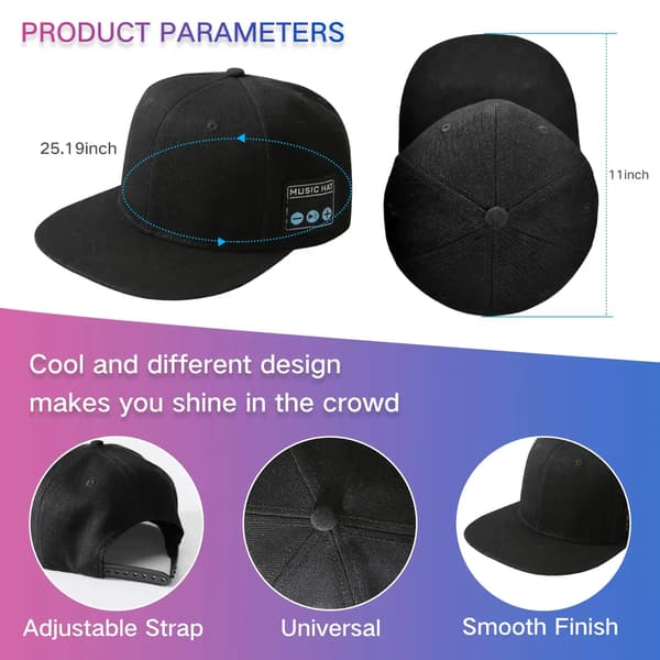Wireless Bluetooth 5.0 Speaker Hat/Cap with (Built-in Microphone) Wireless Smart Speaker Hat/Cap for Outdoor and Indoor Sports mörkgrå
