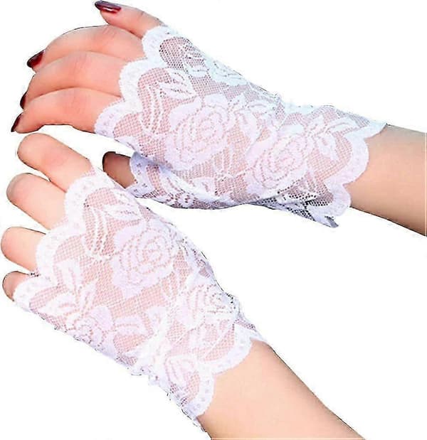 1 par spetshandskar polyester halvfinger golf UV-skydd fingerlösa halva