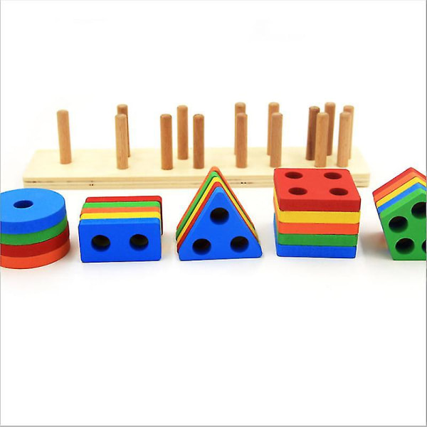 Sorterings- och staplingsleksaker i trä för småbarn och barn Förskolepedagogiska leksaker Färgigenkänning Stapling av formsorterare Lärande pusselpresenter för 1