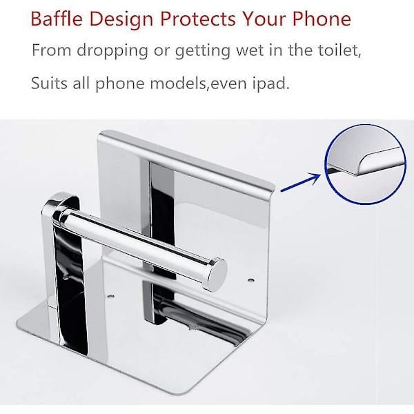 Toalettrullholder, Sus 304 rustfritt stål, polert krom, moderne toalettpapirholder med telefonhylle, baderom kjøkkentilbehør F928-03b