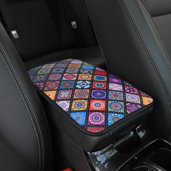 Cover Universal Läder Etnisk stil Print Vattentät halkfri förvaringsbox Pad Auto Styling Interiörtillbehör - Armstöd Gray