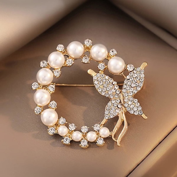 Butterfly Pearl rintakoru Kulta Elegantti Morsiussuu Vintage style Pins Hääjuhla vuosipäivä Rintakoru