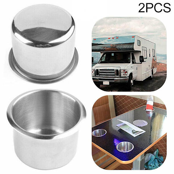 4/2 stk Rv Kopholder Forsænket Kop Drink Rustfrit Stål Kopholder Dåseholder Til Marine Boat Rv Camper Sæde Kile Kopholder - Drikkeholdere 2pcs Plastic