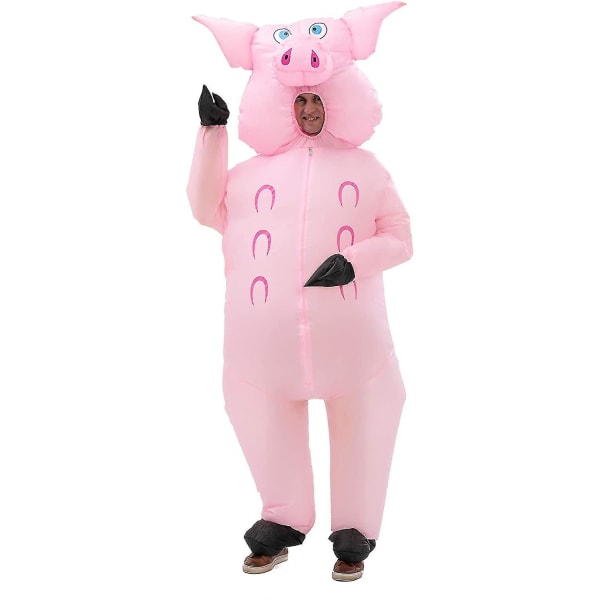 Inflatable Pig Costume Full Body Suit Pink Pig Costumes Air Blow Up Suit Party Dress Halloween And Christmas Cosplay Adult Size.