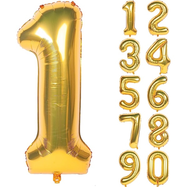 Guldsiffrig heliumfolie födelsedagsballonger (guld 1)