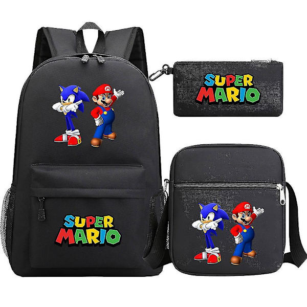 Super Mario -reppu - Teinit, Tytöt, Pojat - Kawaii, Opiskelija - Vedenpitävät Canvas-koululaukut - 3 kpl - Kannettavan Mochilas-reput 1