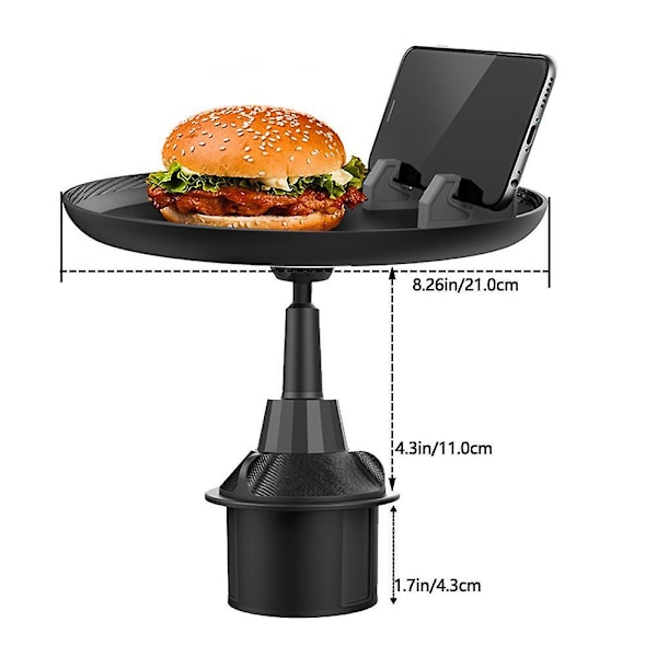 Multifunktionel bilkopholder med fastgørbar bakke 360 ​​drejelig justerbar bilmad spisebakkebord til kopholdere Expander - drikkevareholdere B  just holder