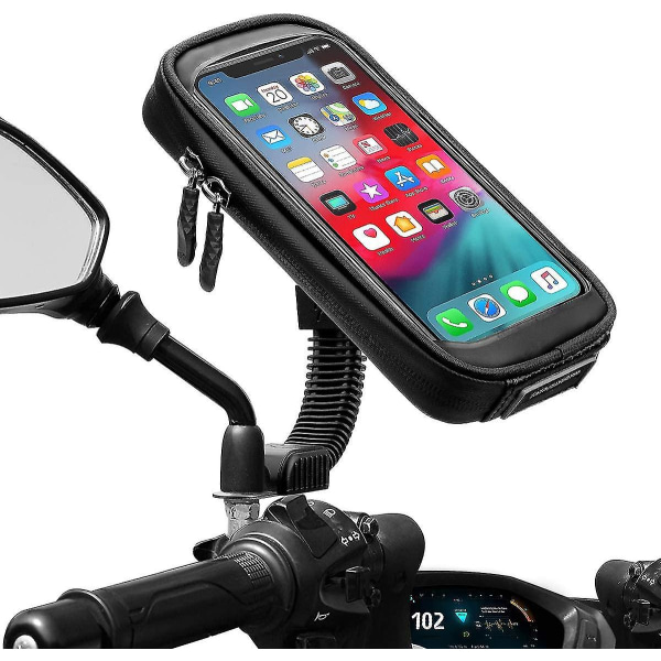 Vandtæt Motorcykel Telefonholder 360 Rotation Motorcykel Scooter Smartphone Holder Med Regnslag Telefonholder Til Motorcykel Bakspejl Op til