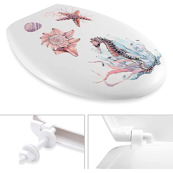 Toalettsits av högsta kvalitet, lätt att montera, vackra toalettsitsar med printed design