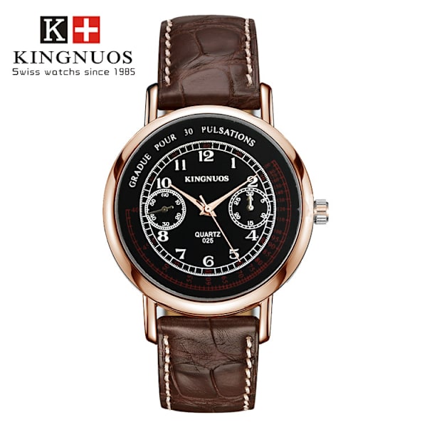 Varm model studerende bælte vandtæt quartz casual business ur black face, brown belt golden
