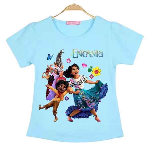 4-8 år Barn Jenter Encanto Print T-skjorte sommeroverdeler Blue 6-7 Years