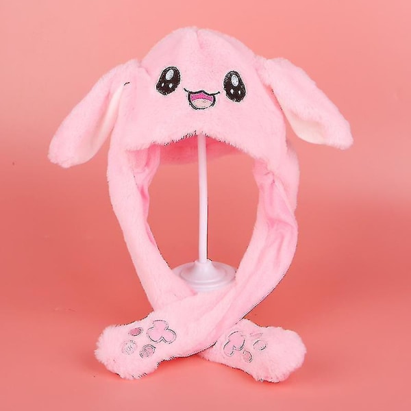 Plysch kanin öron hatt kan röra sig Intressant söt mjuk plysch kanin hatt presenter för Pink Bunny Hat No Light