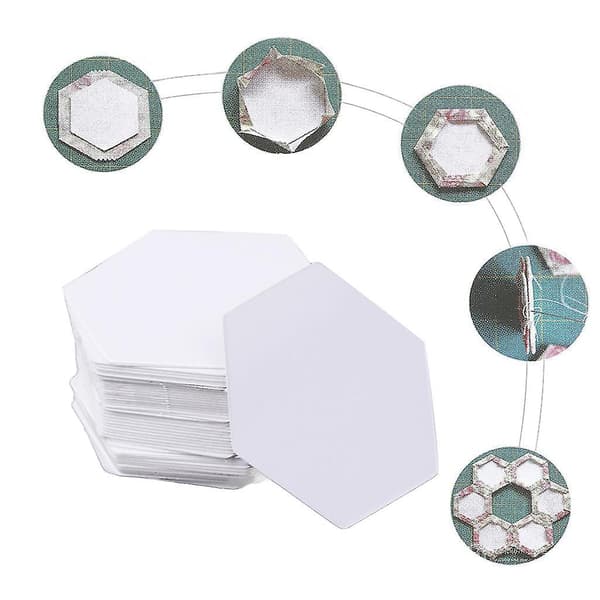Hexagonmallar 100st Vit Patchwork Pappersform Set Tillbehör 8MM