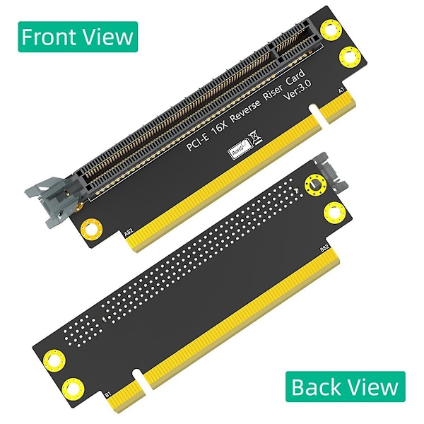 PCI-E 16X 3.0 90 grader omvendt han- til hun-stigningskort til 2U-server (installationsretning mod CPU) Black