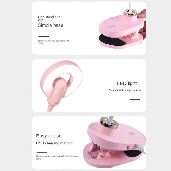 Skrivebordslampe Clip On Lamp, skrivebordslampe til hjemmekontor, 3 dæmpbar lysstyrke læselampe, Ring Light Light til sengegavl Computer Videoopkald (ualmindelig)