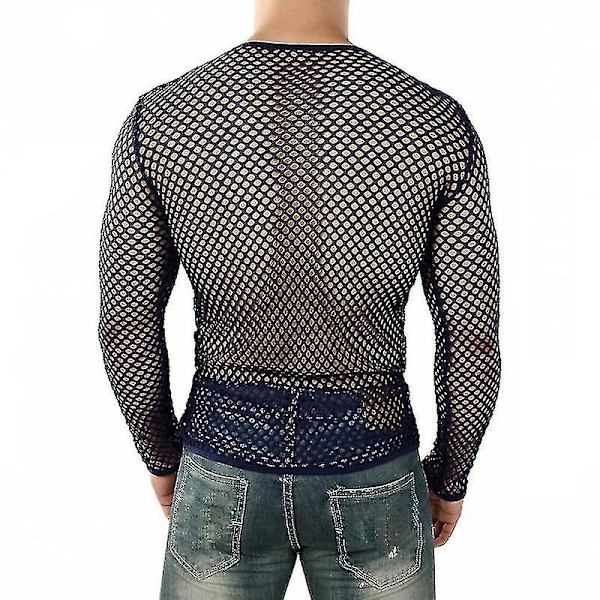 Sexig Herr T-shirt Mesh Fishnet Ärmlös Undertröja Topp A Black M
