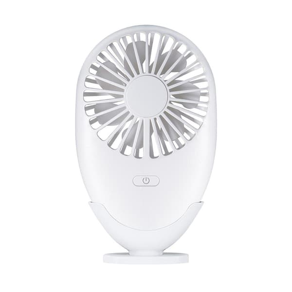 Bærbar USB-miniventilator: 2 hastigheder, halsrem & base Vit white