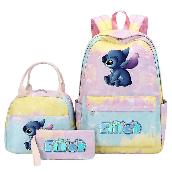 3-osainen Lilo & Stitch set - Naisten ja miesten monitaskuinen matka-koululaukku - Laadukkaat Mochilas teini-ikäisille, casual tyyli 2