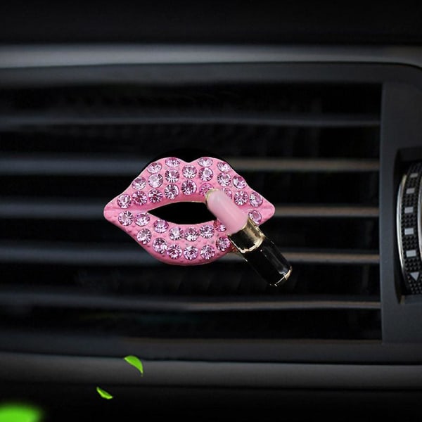 Bil Air Outlet Aromaterapi Clip Parfyme Clip Diamond Røde Lepper Clips Parfyme Air Freshener Clip Bilinteriørtilbehør| | Pink