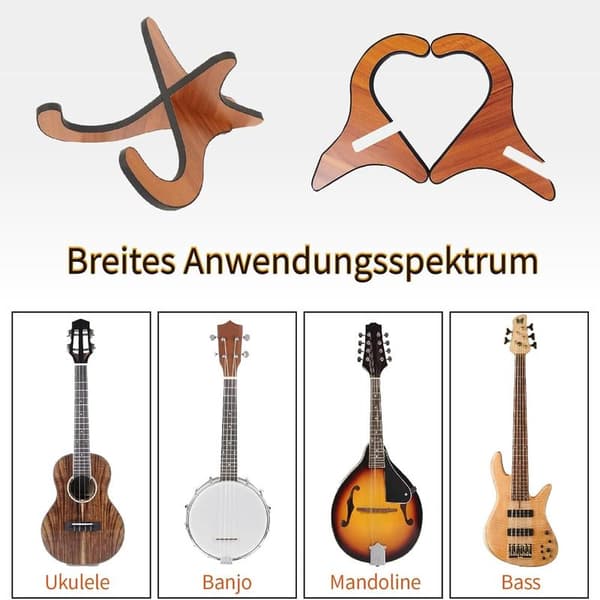 Gitarrställ, ukulele-ställ i trä, ukulele-ställ, för mandolin, violin och mindre enheter (ej lämpligt för gitarr)