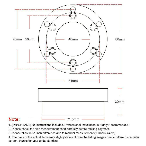 Til Logitech G29 G920 G923 13/14 tommer Racing Rat Adapter Plade 70mm