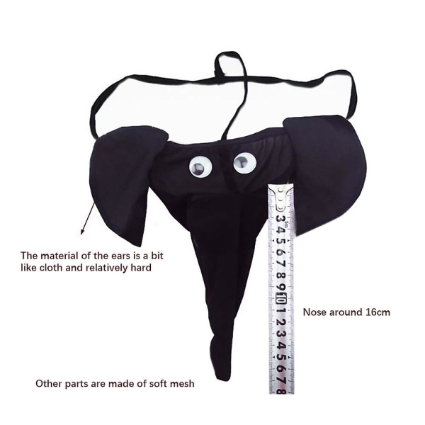 Sexede mænds trusser Elephant Cartoon G-string Nyhedsundertøj Black