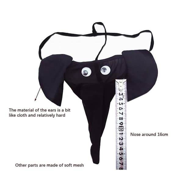 Sexiga herr briefs Elefant Tecknad G-string Underkläder Black
