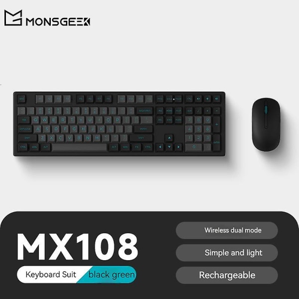 Monsgeek D1 trådløs mus Bluetooth 2.4g To-modus 1000dpi stille mus Tastatursett Office bærbar mus for Windows Mac-gave Keyboard Mouse Set