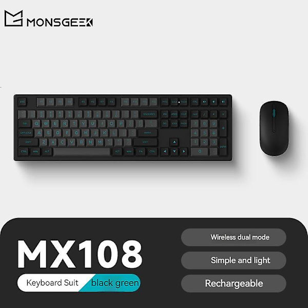 Monsgeek D1 trådlös mus Bluetooth 2.4g tvåläges 1000dpi tyst mus set Office Bärbar mus för Windows Mac Present Keyboard Mouse Set