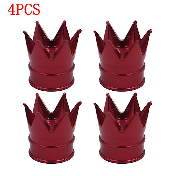 4kpl Crown Wheel Rengas Venttiilikorkit Autolle Moottoripyörälle Pölytiivis Venttiilikorkit Cover Auton muotoilu Auton ulkokoristetarvikkeet| | 4PCS Red
