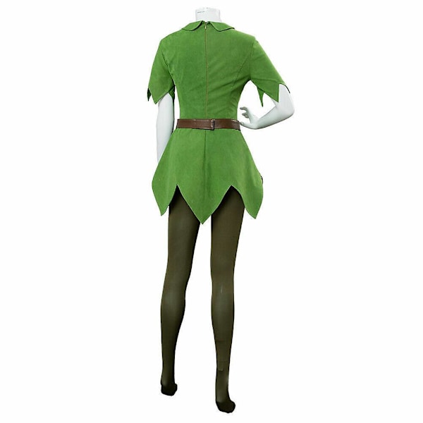 Peter Pan Outfit Kvinnor Cosplay Kostym Grön Halloween Uniform Suit L
