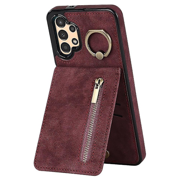 Til Samsung Galaxy A13 5G/A13 4G RFID Blocking Kickstand Case Retro PU+TPU Pung Telefon Cover Wine red Style D Samsung Galaxy A13 5G