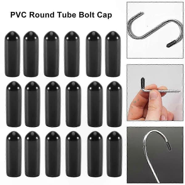 100 stk. gummiendestykker 4 mm ID PVC rund rørbolt hætte sort