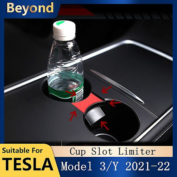 Til Tesla Model 3 Model Y 2022 Center Console Vandkopholder Model3y Interiør Anti-spild og Anti-shake Kopholder - Drikkeholdere Red