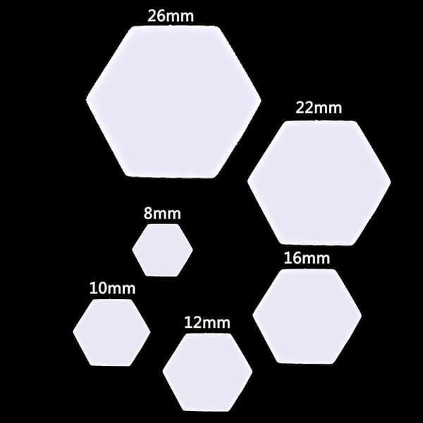 Hexagonmallar 100st Vit Patchwork Pappersform Set Tillbehör 8MM