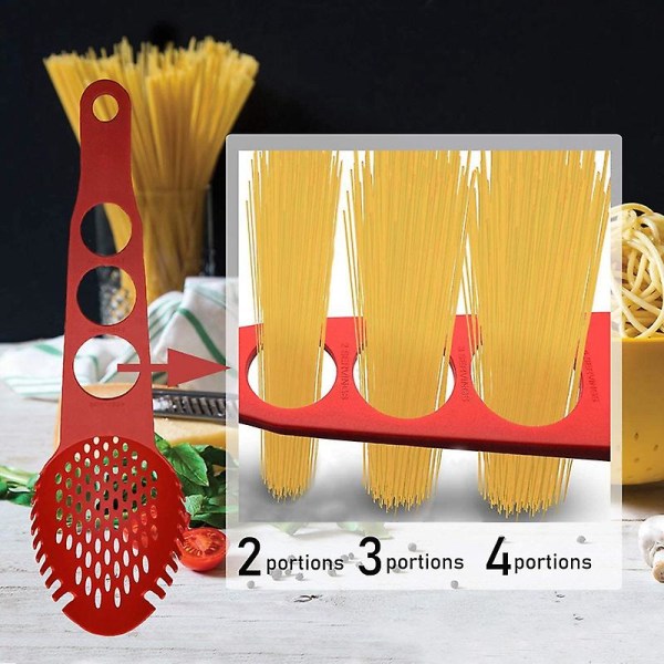 Nylon Spaghetti Server Non-stick Pasta Gaffel Spalteskje Matsil med Spaghetti Måleverktøy