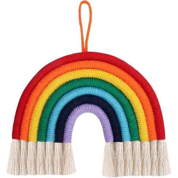 Regnbåge Väggbonad Makramé Tapestry Dekor För Sovrum Hem Barn Flickor Födelsedagsfest Dekor