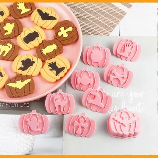 Halloween Bageværktøj - 9 stk. 3D Græskar Cookie Cutters