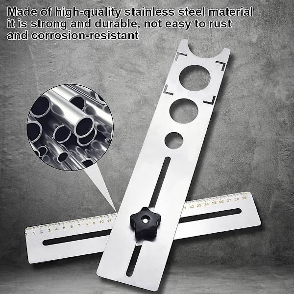 Keramiske fliser Hull Locator Rustfritt stål Retning Jig Nøyaktig borehull Gulvboring Guide Finder Måler