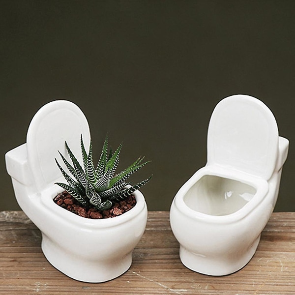 För Kreativ Mini Toalett Form Köttlig Keramik Blomkruka Trädgård Heminredning Blomma