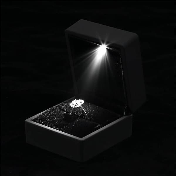LED-belyst ringboks øredobber ring gaveeske bryllupsring smykker BLACK