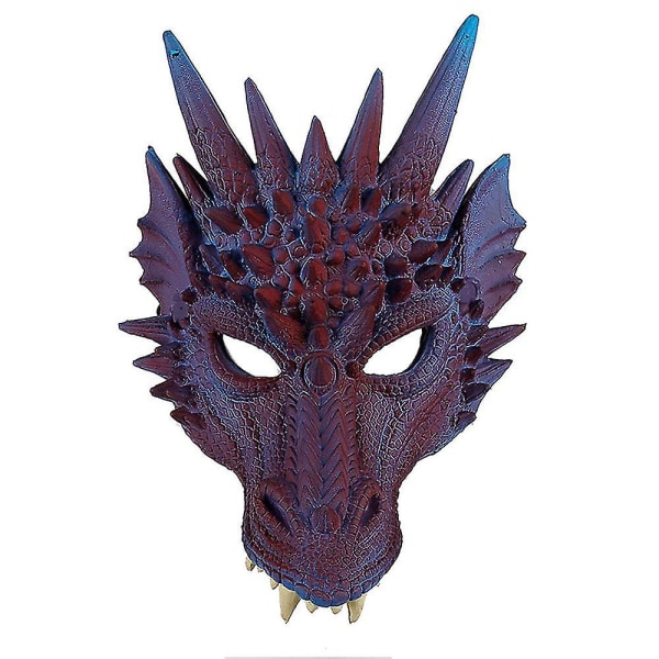 Halloween Cosplay Full Mask Adult Party Props 3D Dragon Mask Blue Purple